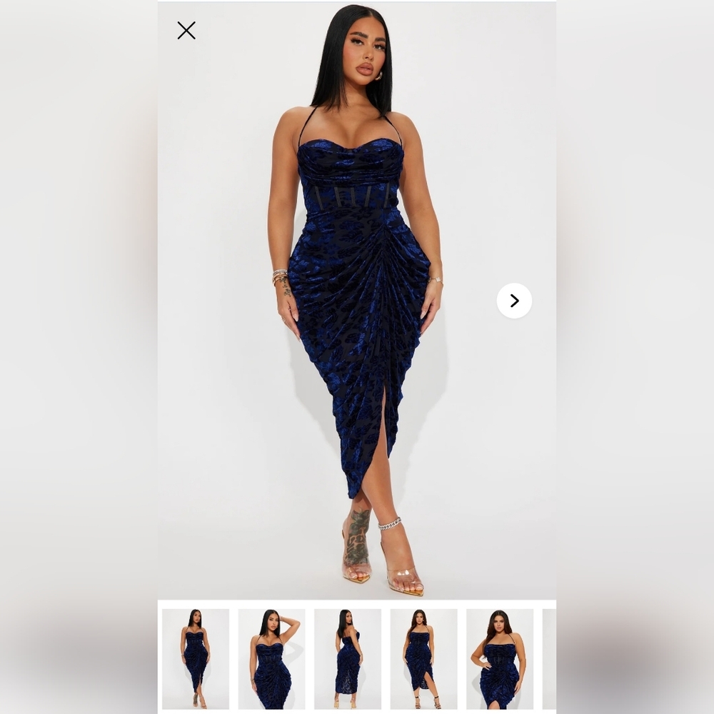 Fashion Nova Strapless Midnight Blue Dress